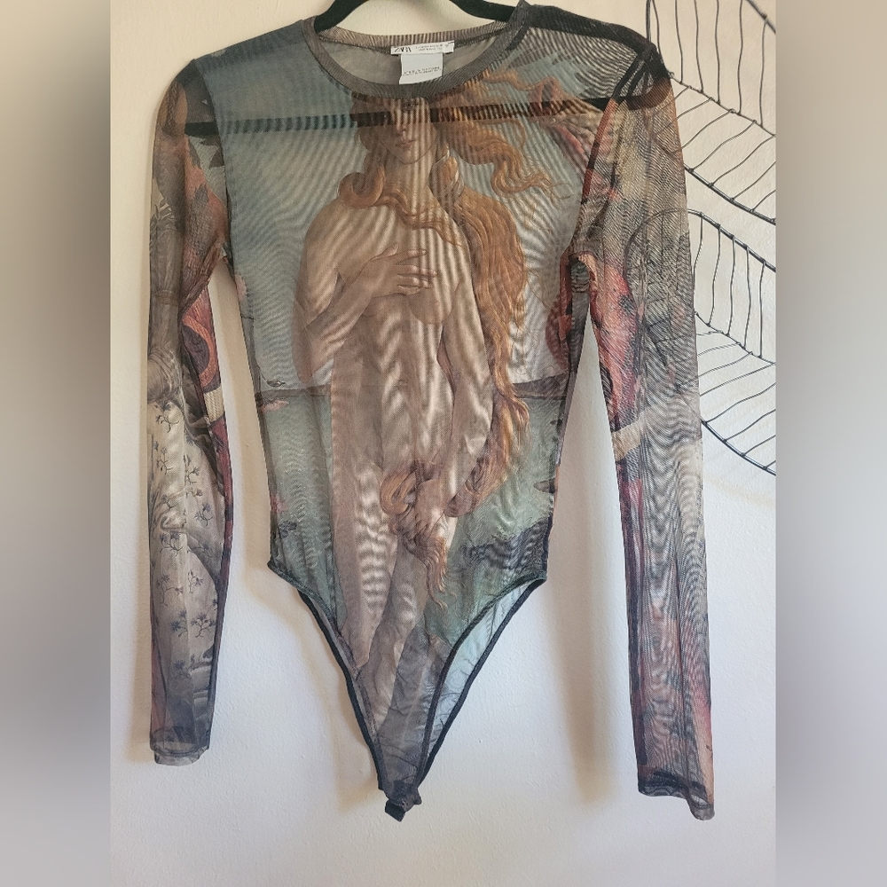 ZARA Birth of Venus sheer body suit Medium